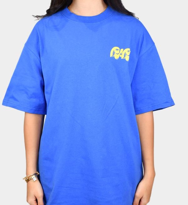 Bom Bom Oversized T-Shirt Yellow on Blue - Image 4