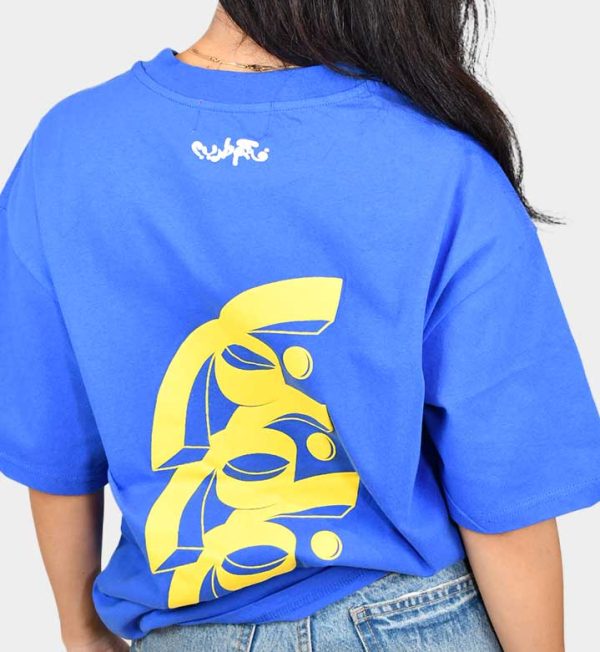 Bom Bom Oversized T-Shirt Yellow on Blue - Image 3