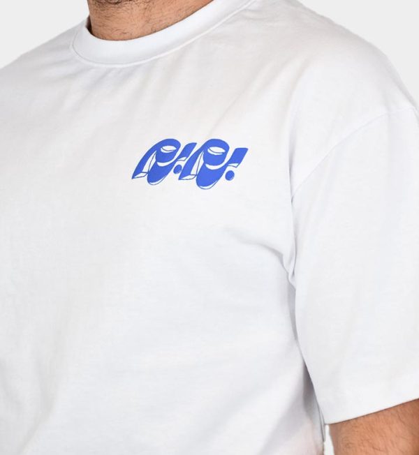 ⁦Bom Bom Oversized T-Shirt Blue on White⁩ - الصورة ⁦2⁩