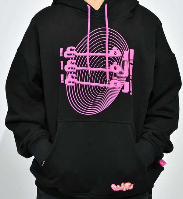Amplifier Hoodie Neon Pink on Black - Image 2